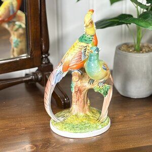 Vintage Pheasant Figurine Ugo Zaccagnini Italian Porcelain Pheasants
